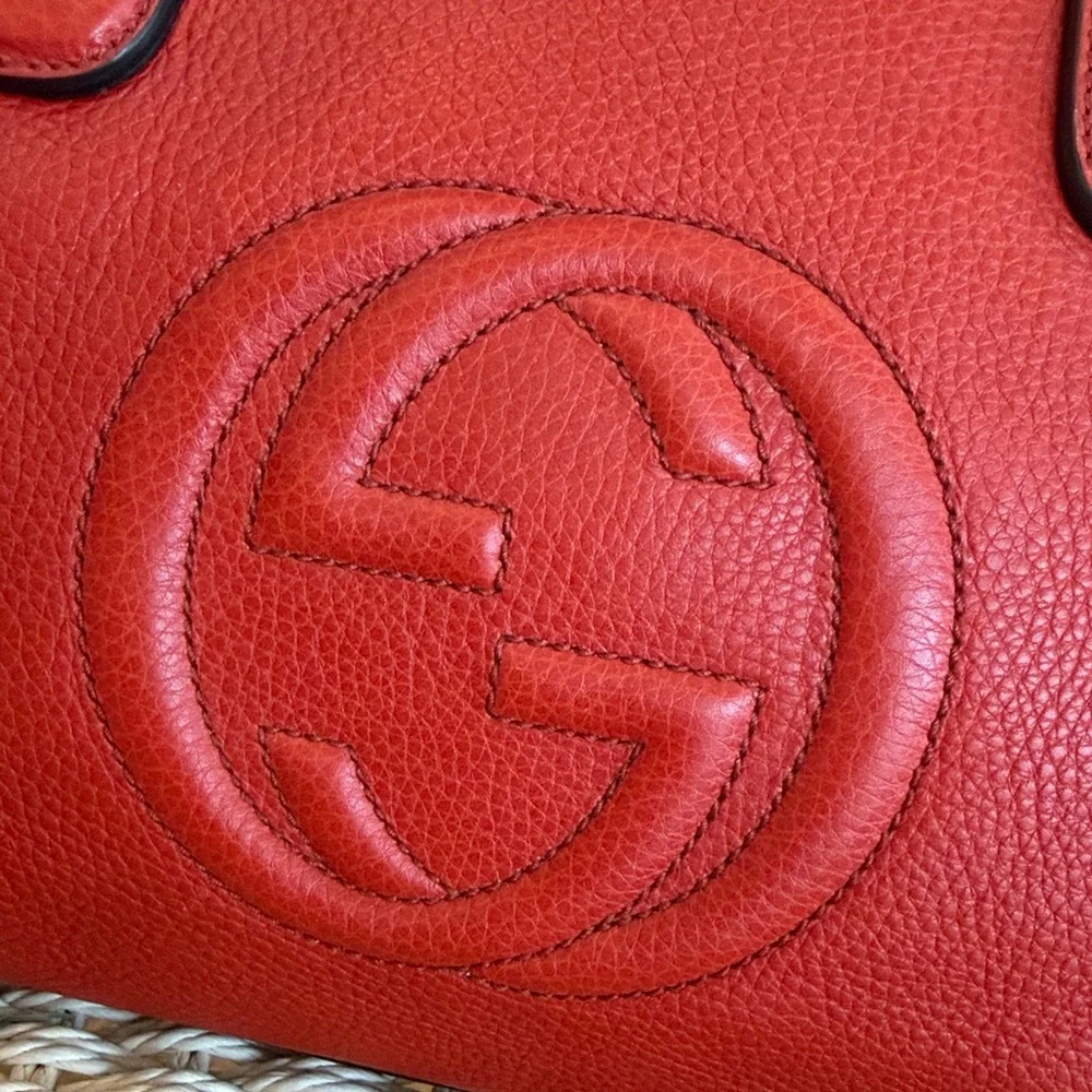 GUCCI Interlocking G Soho Pebbled Leather with strap ✨ Gorgeous burnt orange - Picture 2 of 15